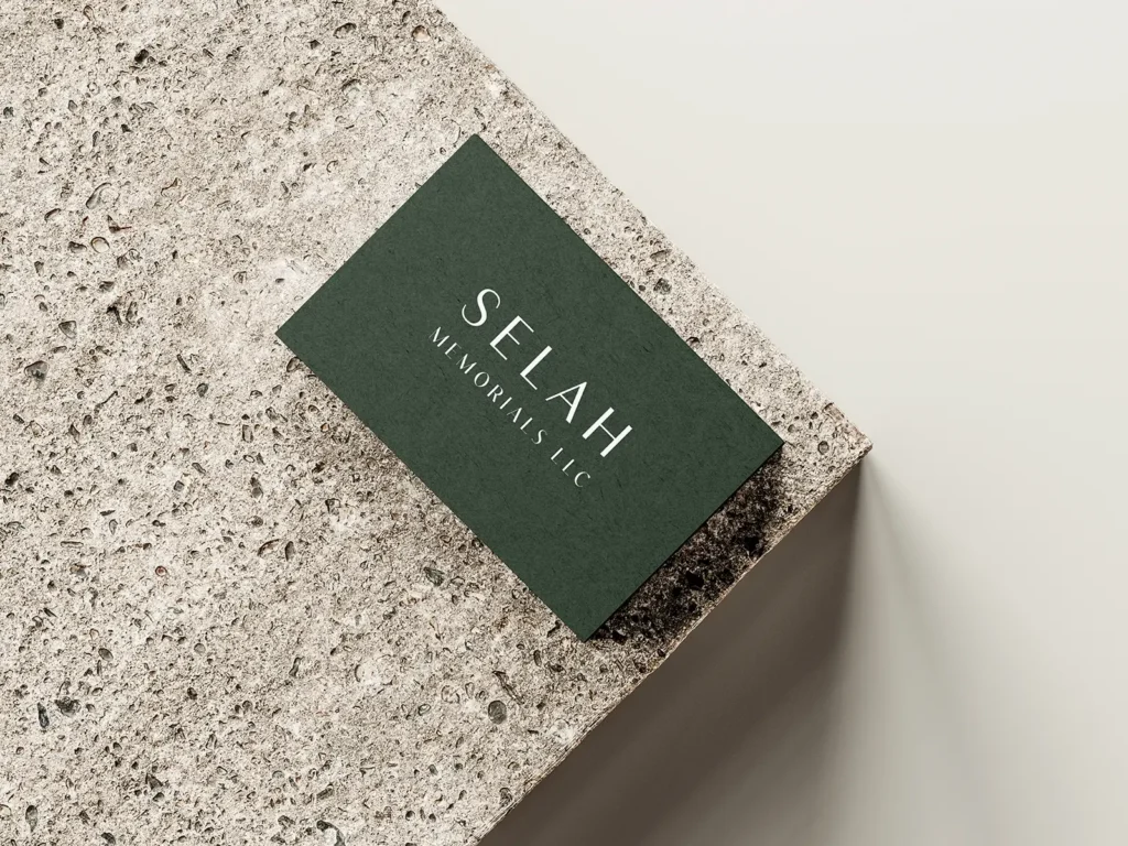 Elegant forest green business cards printed on 350 GSM smooth stock, locally printed in NYC for our Brooklyn-based clients.