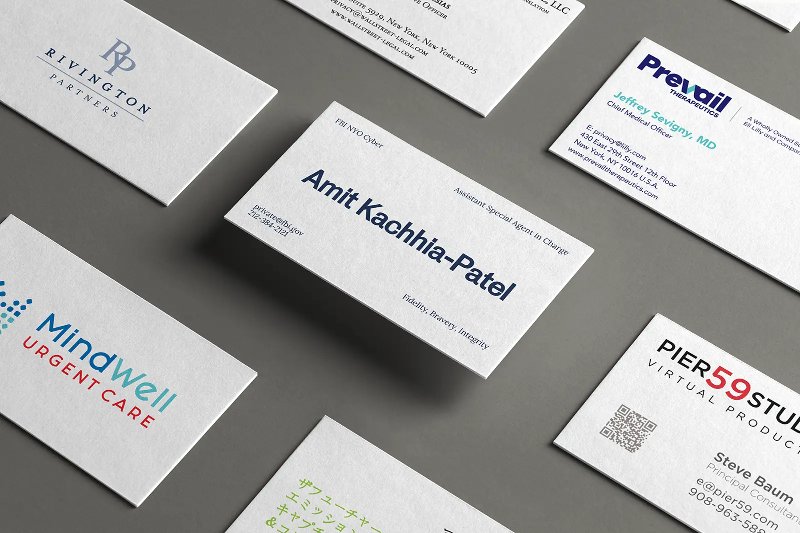 Professional white business cards for Amit Kachhia-Patel, printed on-demand with Japanese precision and our dependable NYC rush turnaround.
