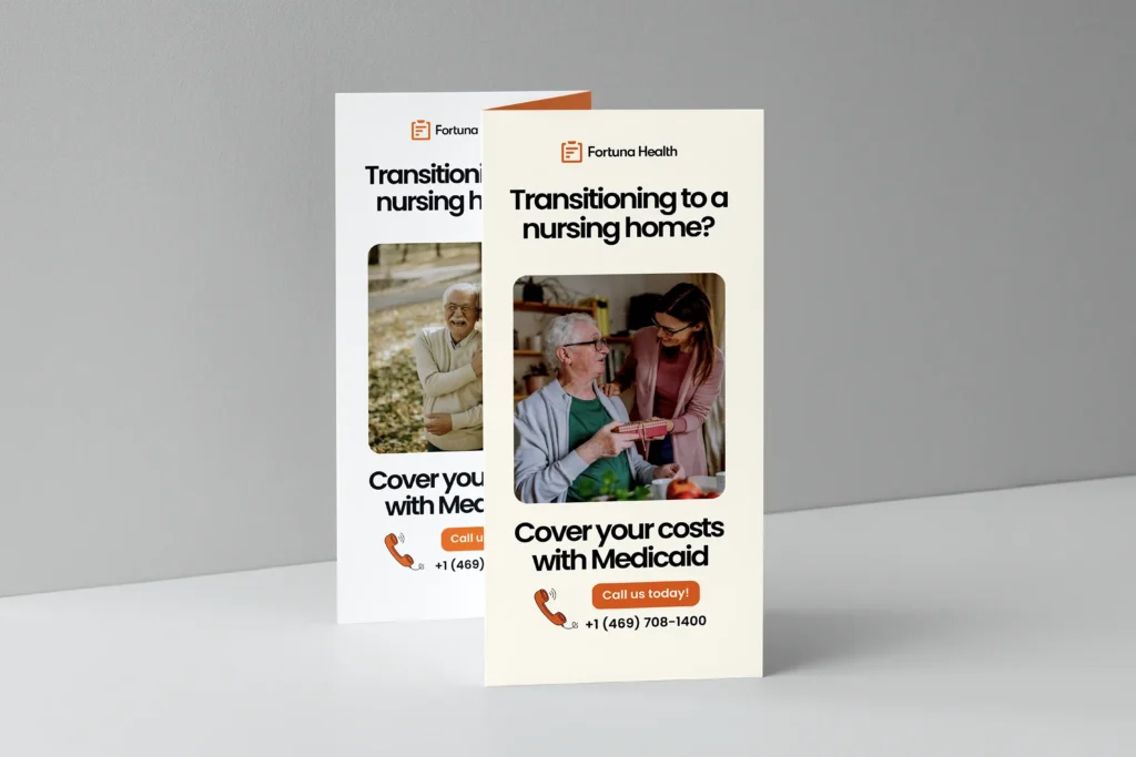 Tri-fold healthcare brochures featuring high-resolution photography and clean layout, designed and printed at our NYC shop on 100lb premium matte text paper.