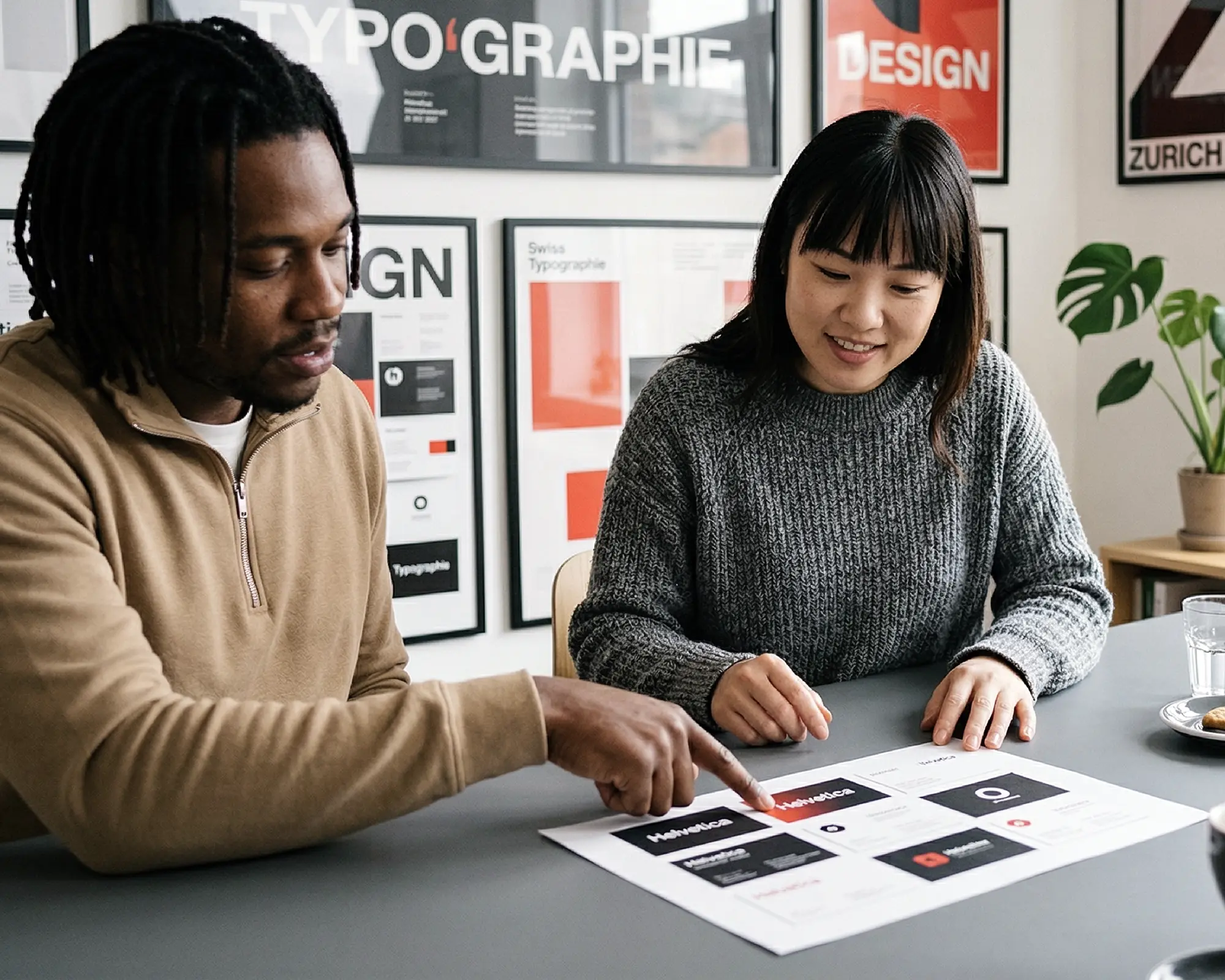 Our NYC-based team of graphic designers and translators reviewing a localized brand layout to ensure cultural accuracy and technical print readiness.